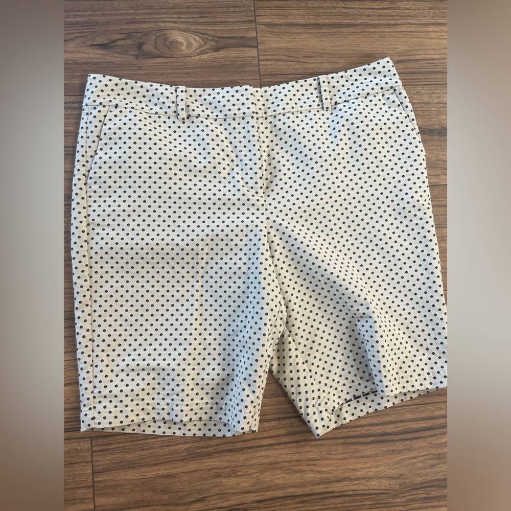 Ann Taylor, off white and black polka dot Bermuda shorts. Size 14